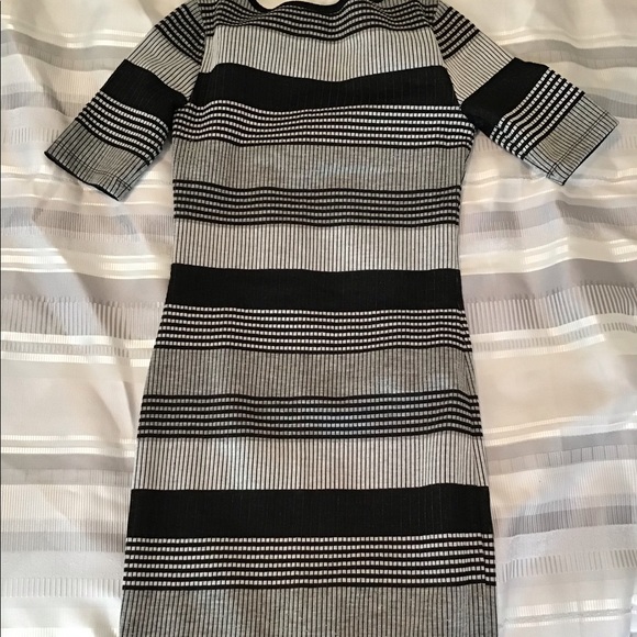 Socialite Bodycon Black and Gray Striped Dress - Picture 3 of 5